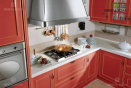 Классическая красная кухня в современном стиле из фрезерованного МДФ