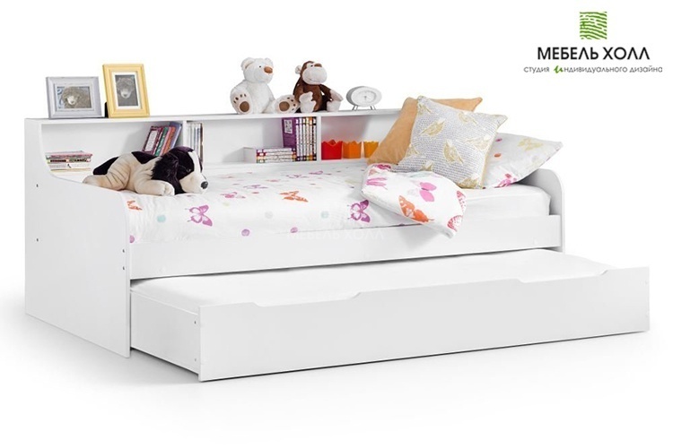 Выдвижная кровать для детской комнаты. Материал исполнения: крашенный МДФ.
