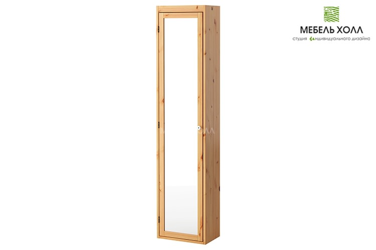 Шкаф-пенал из массива ясеня с зеркальной дверью