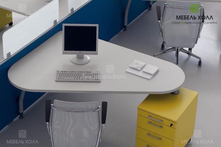 Угловой компьютерный стол для дома и офиса со столешницей и вместительной тумбой для документов из пластика
