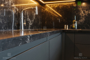 Мебель кухонная черного цвета из матового МДФ оттенка графита 