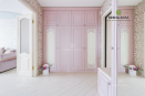 Классическая мебель для прихожей из фрезерованного МДФ нежно-розового цвета