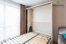 Раскладной гарнитур со спальным местом 160х200 см с фасадами из крашенного фрезерованного МДФ и мягким изголовьем